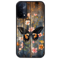 Coque noire taperso pour OPPO A54 et A74 5G avec motif bois et papillon 2 protection antichoc personnalisée