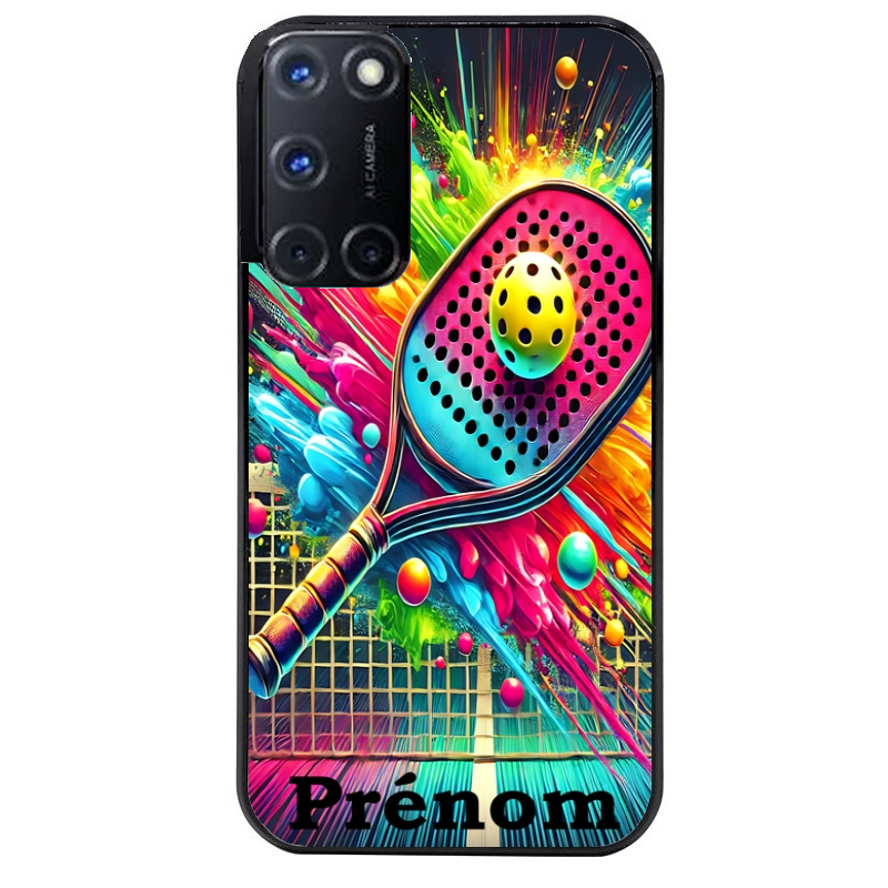 Coque noire taperso pour OPPO Reno 8 LITE avec motif padel raquette personnalisee protection antichoc personnalisée