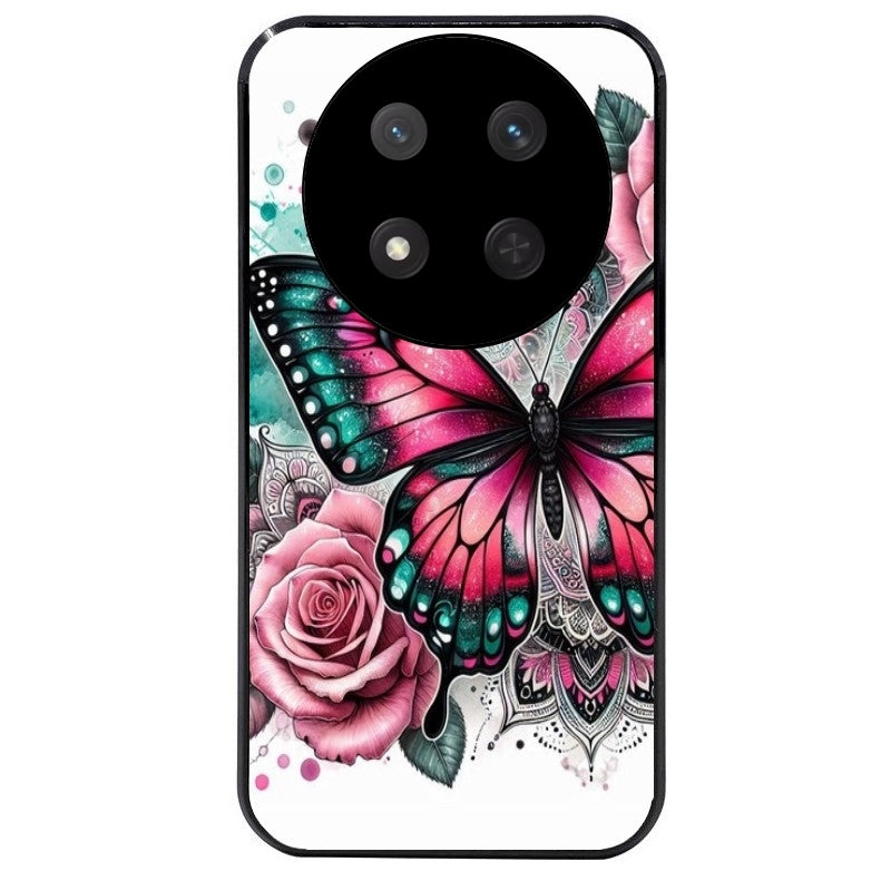 Coque noire taperso pour Magic 7 LITE et PRO avec motif papillon rose protection antichoc personnalisée
