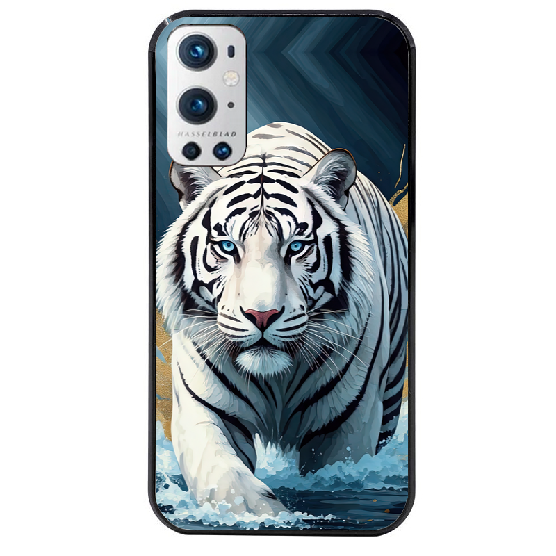 Coque noire taperso pour OnePlus 9 et 9 PRO avec motif tigre polaire protection antichoc personnalisée