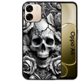 Coque noire taperso pour OPPO A6 A6X 4G et 5G avec motif tete de mort fleur protection antichoc personnalisée