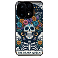 Coque noire taperso pour OnePlus 15 avec motif tete de mort drama queen protection antichoc personnalisée