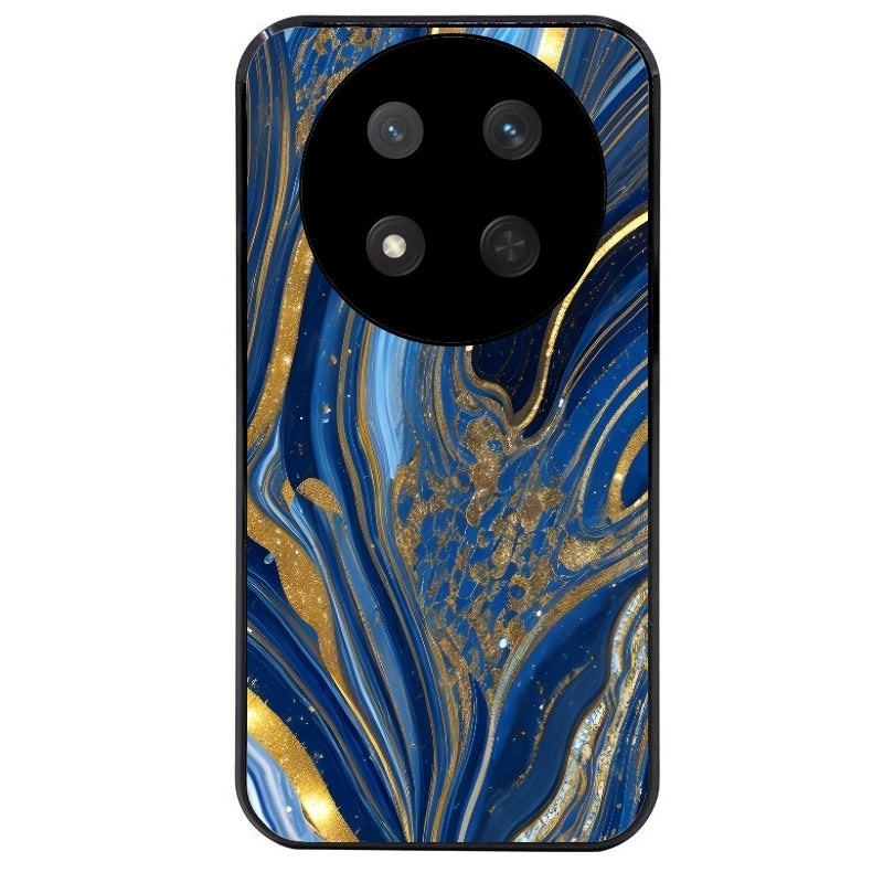 Coque noire taperso pour Magic 7 LITE et PRO avec motif marbre bleu agathe protection antichoc personnalisée