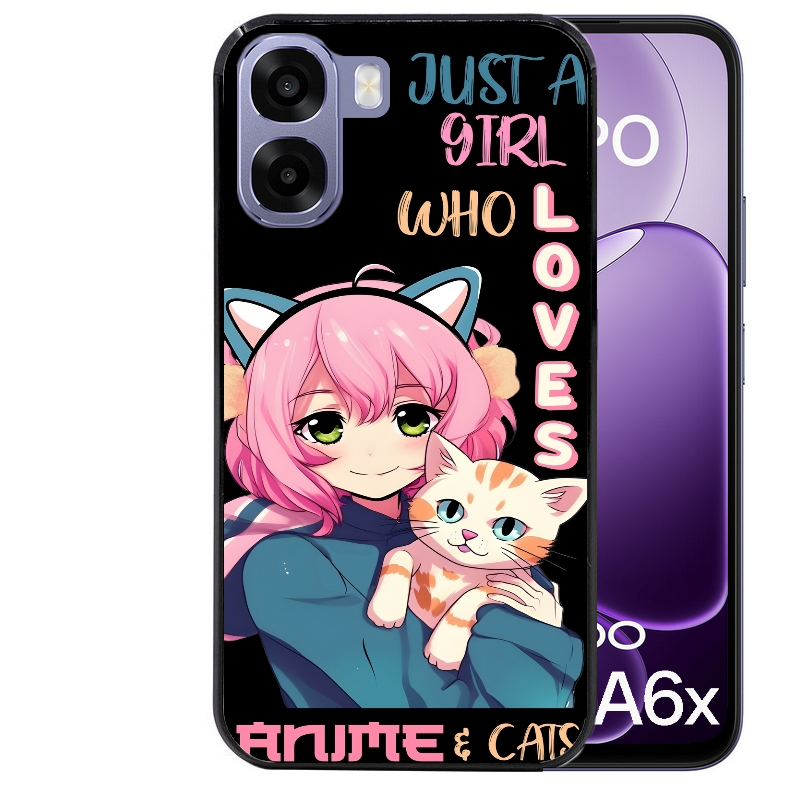 Coque noire taperso pour OPPO A6 A6X 4G et 5G avec motif anime et chat protection antichoc personnalisée