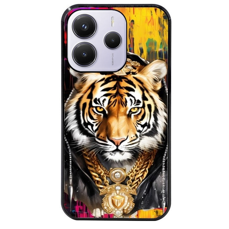 Coque noire taperso pour Redmi Note 14 et PRO PLUS 4G 5G avec motif tigre style hip hop protection antichoc personnalisée