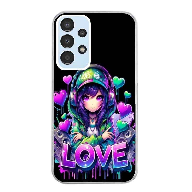 Coque taperso pour Galaxy A13 4G et 5G A23 A53 avec motif anime manga et love protection antichoc personnalisée