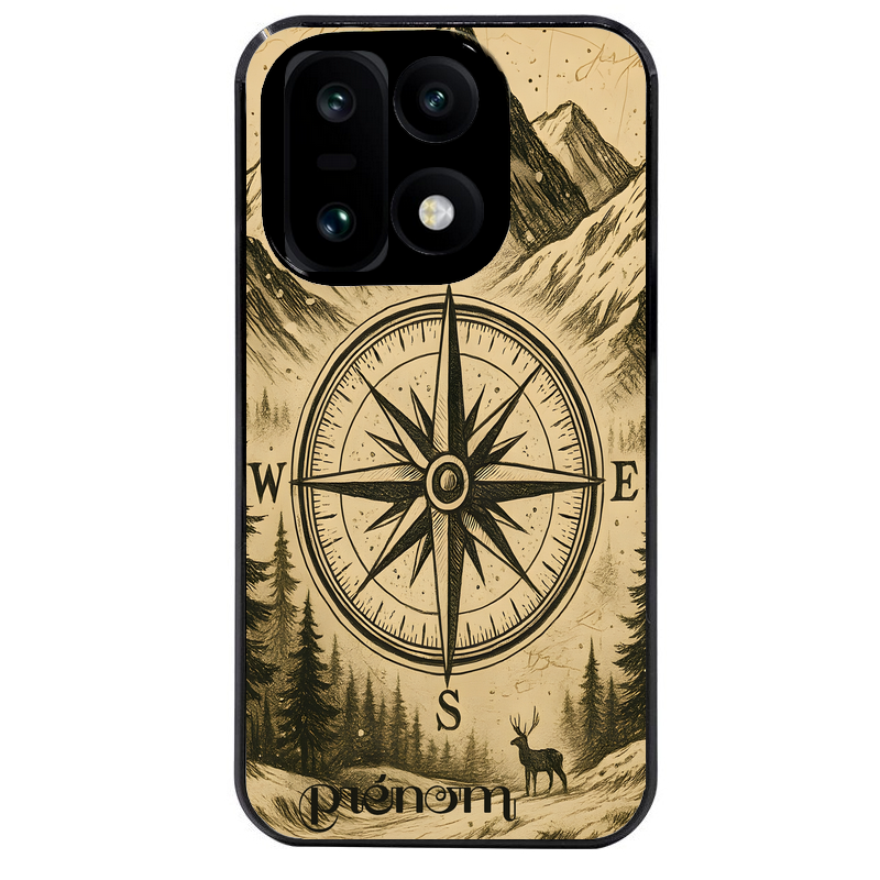 Coque noire taperso pour OnePlus 15 avec motif voyage et boussole protection antichoc personnalisée