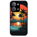 Coque noire taperso pour POCO C85 avec motif hawaii palmier protection antichoc personnalisée