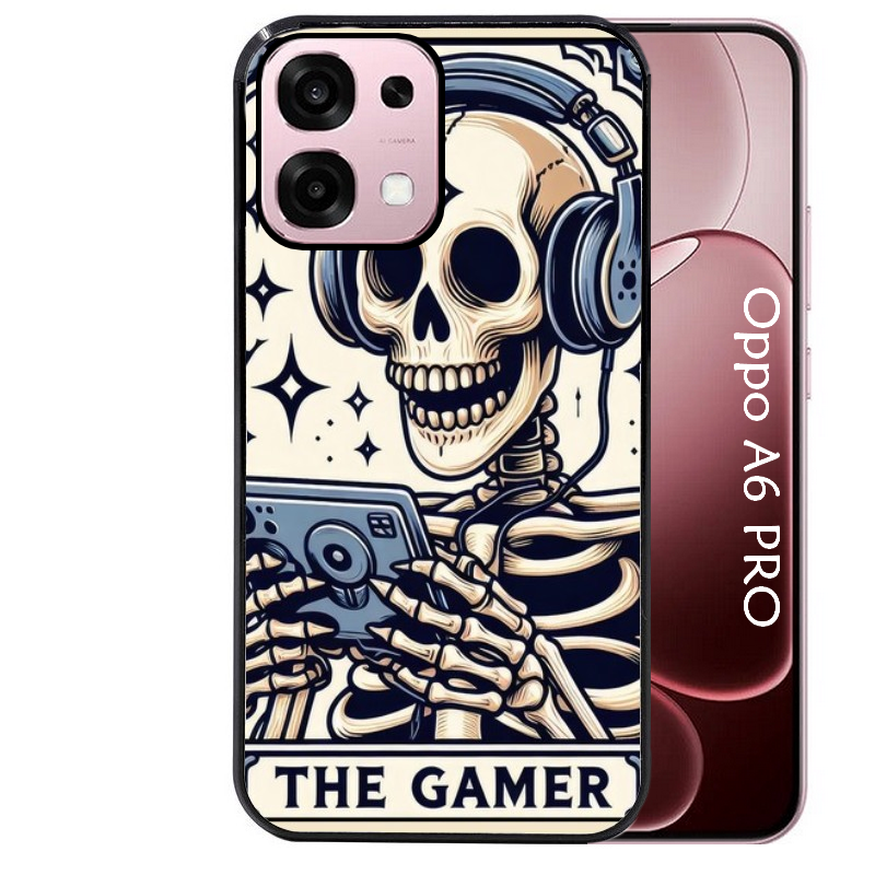 Coque noire taperso pour OPPO A6 PRO 4G et 5G avec motif mort gamer protection antichoc personnalisée