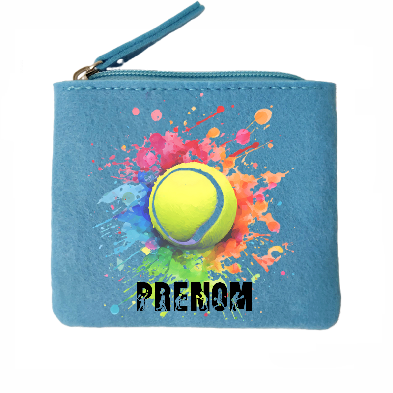 Porte monnaie personnalisé raquette de tennis en feutrine en feutrine