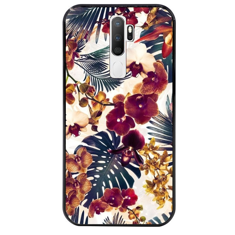 Coque noire taperso pour OPPO A5 A9 2020 avec motif jungle couleurs d'automne protection antichoc personnalisée