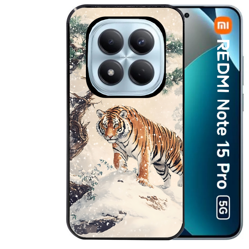 Coque noire taperso pour Redmi Note 15 et PRO PLUS 4G 5G avec motif tigre bonzai protection antichoc personnalisée