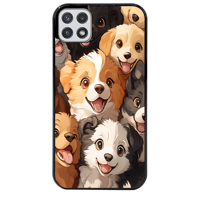 Coque noire taperso pour galaxy A22 A32 A52 A52S 4G 5G  avec motif chien smile protection antichoc personnalisée