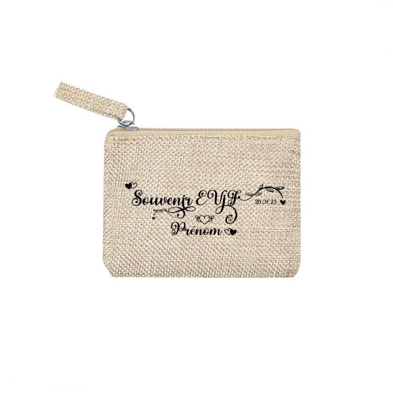 Pochette personnalisée motif EVJF top souvenir en toile et simili cuir personnalisée