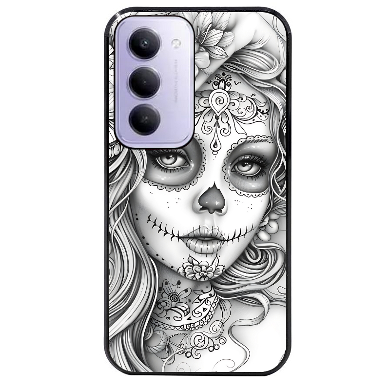 Coque noire taperso pour Redmi 15 4G et 5G avec motif mort calavera tatoo protection antichoc personnalisée