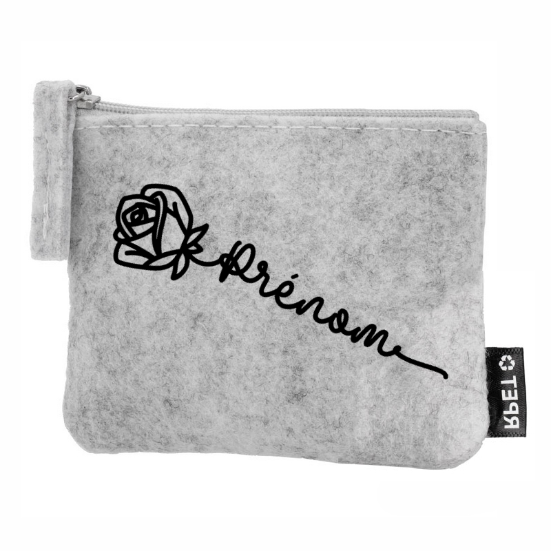 Porte monnaie personnalisé avec votre prenom fleur en feutrine en feutrine