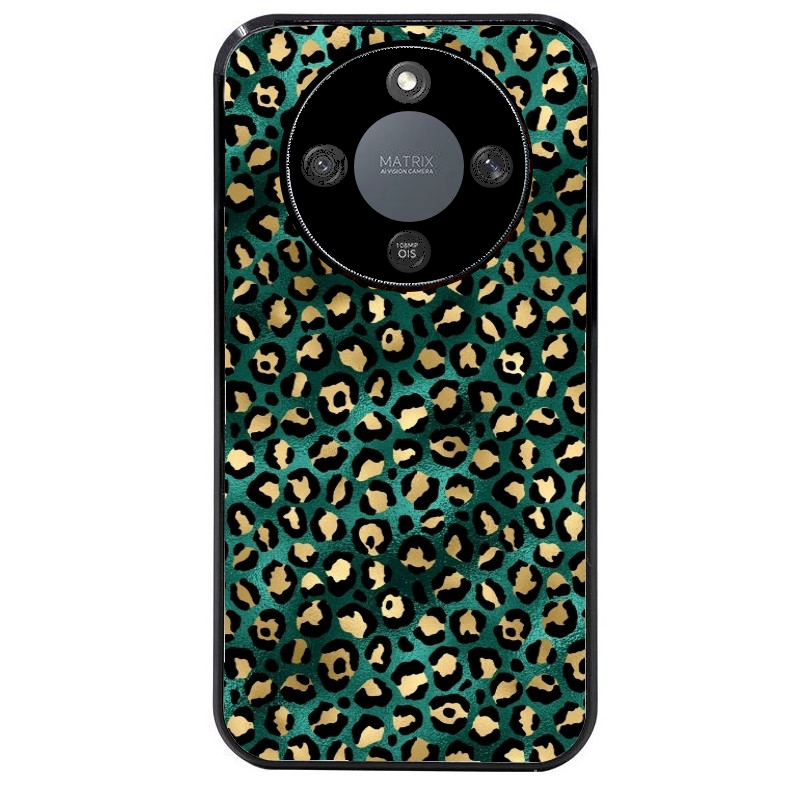Coque noire taperso pour Magic 5 6 LITE et PRO avec motif leopard vert protection antichoc personnalisée
