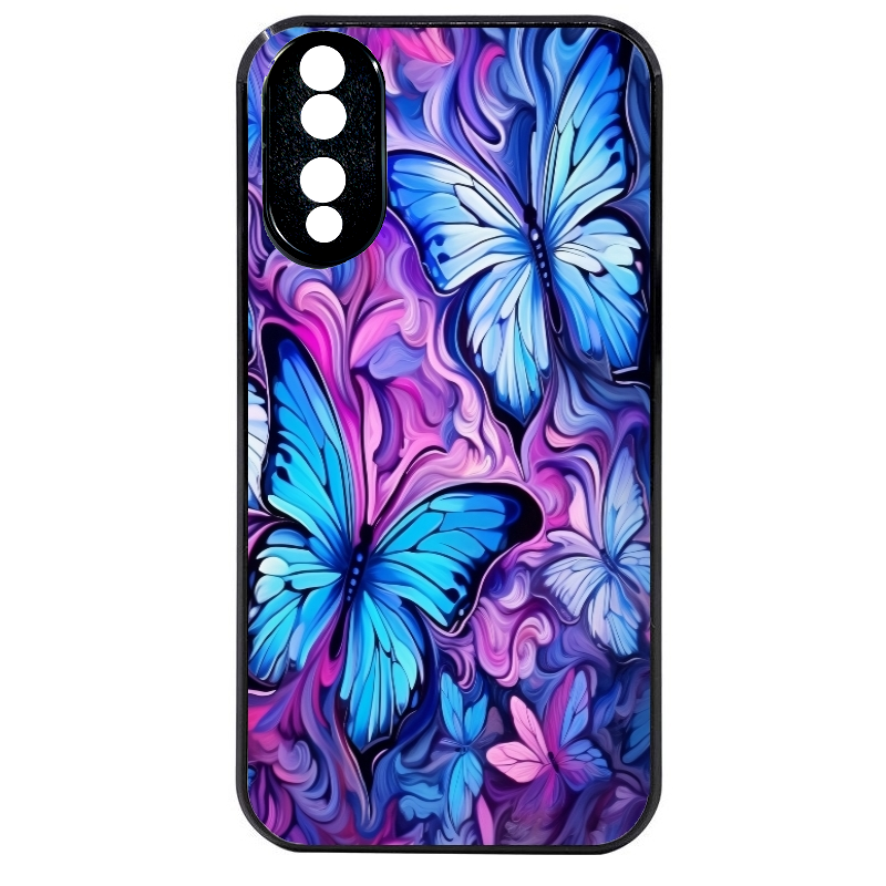 Coque noire taperso pour Honor 70 LITE 90 et LITE avec motif papillon violet uv protection antichoc personnalisée