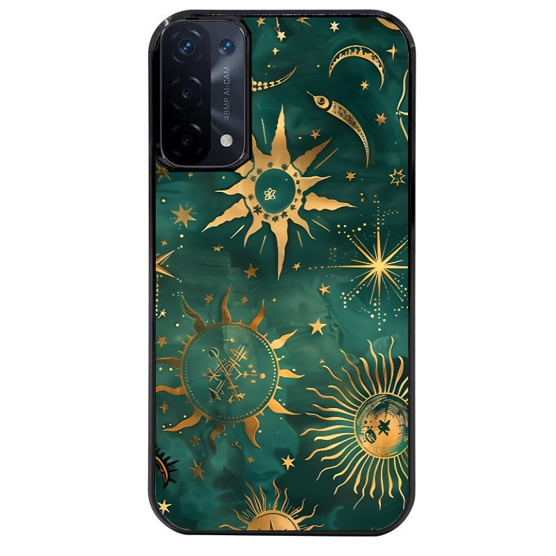 Coque noire taperso pour OPPO A54 et A74 5G avec motif lune et astro protection antichoc personnalisée