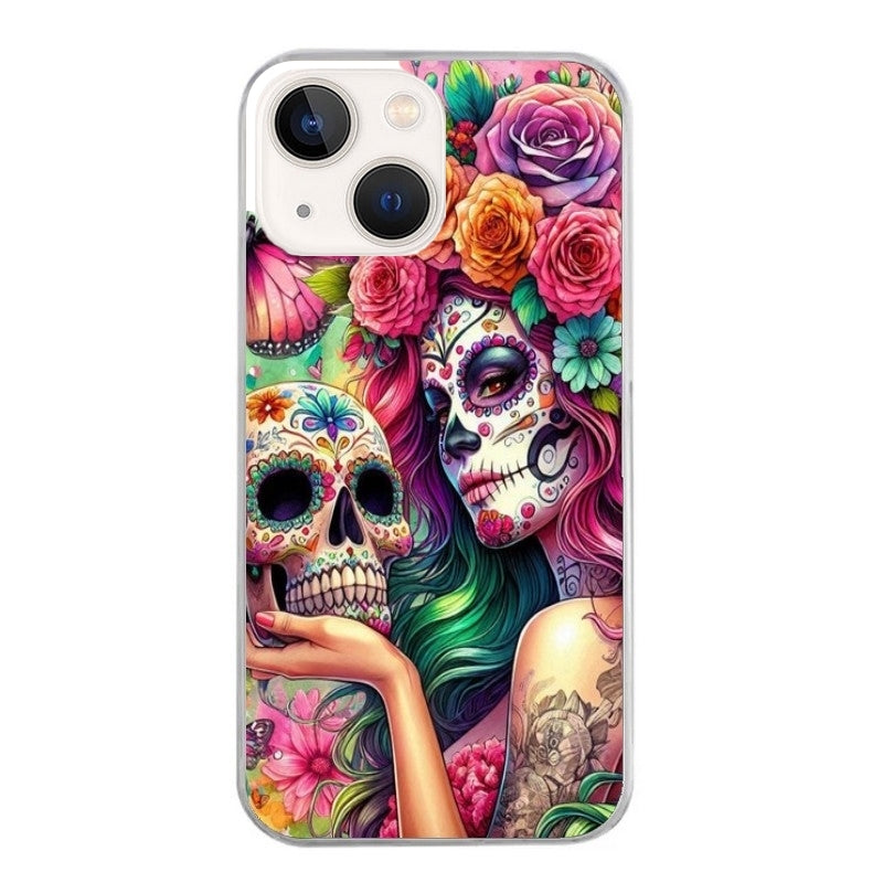 Coque taperso pour Iphone 15 et PRO PLUS PRO MAX avec motif tete de mort calavera skull protection antichoc personnalisée