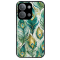 Coque noire taperso pour POCO C85 avec motif paon plumes protection antichoc personnalisée