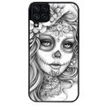 Coque noire taperso pour galaxy A22 A32 A52 A52S 4G 5G  avec motif mort calavera tatoo protection antichoc personnalisée