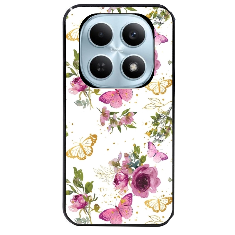 Coque noire taperso pour POCO M8 5G et PRO 5G avec motif fleur et papillon protection antichoc personnalisée
