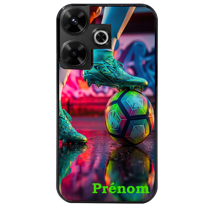 Coque noire taperso pour POCO M6 4G avec motif foot controle personnalisee protection antichoc personnalisée