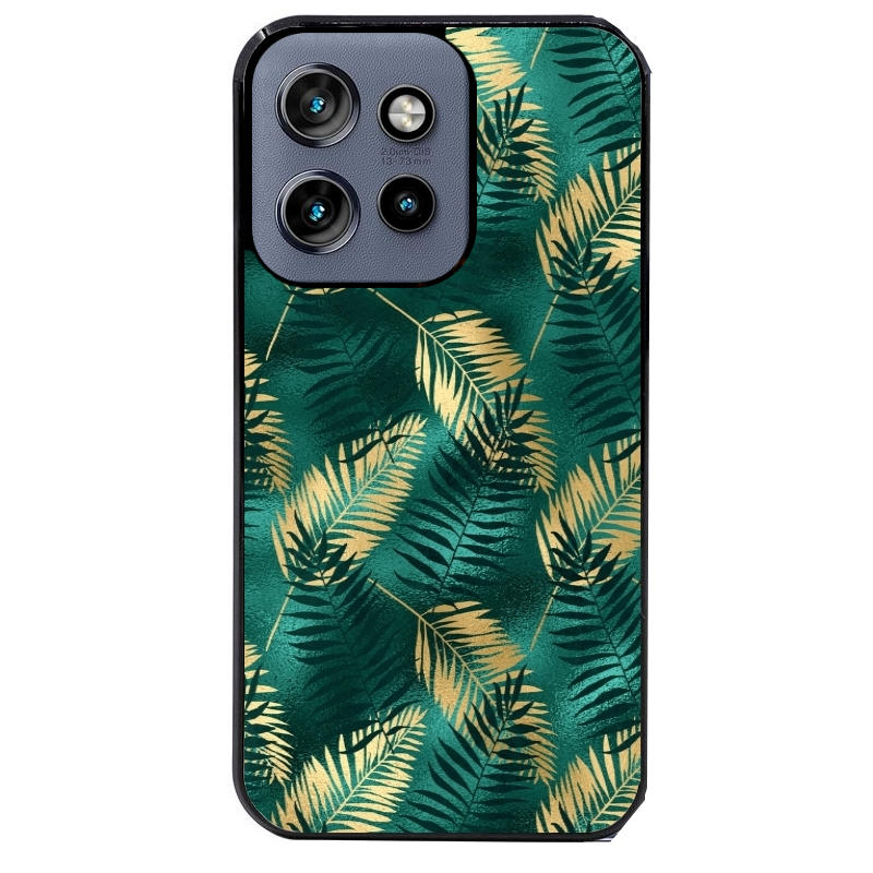 Coque noire taperso pour Moto Edge 60 et Neo Fusion Pro avec motif palmier vert protection antichoc personnalisée