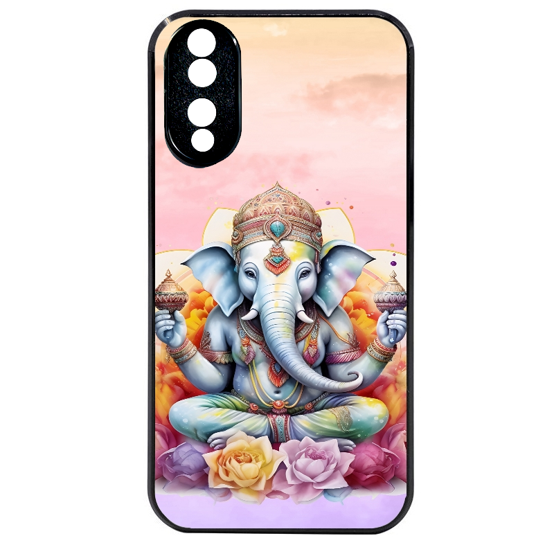 Coque noire taperso pour Honor 70 LITE 90 et LITE avec motif elephant namaste protection antichoc personnalisée