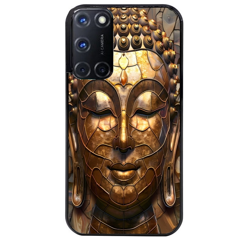 Coque noire taperso pour OPPO Reno 8 LITE avec motif bouddha et mosaique protection antichoc personnalisée