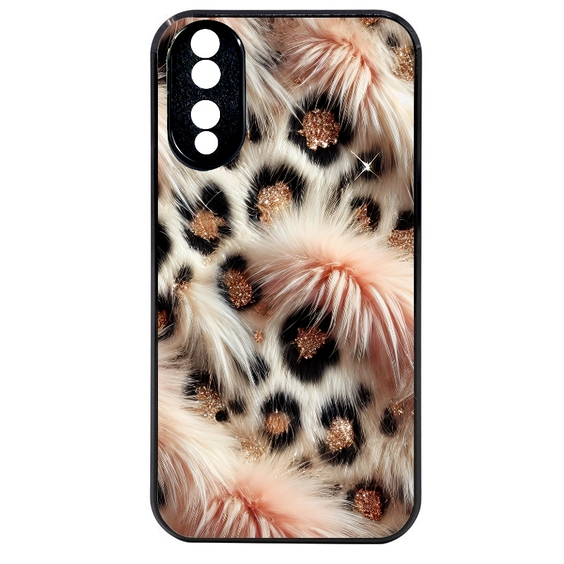 Coque noire taperso pour Honor 70 LITE 90 et LITE avec motif effet fourrure leopard 1 protection antichoc personnalisée