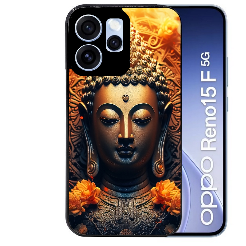 Coque noire taperso pour OPPO Reno 15 et F FS 5G avec motif bouddha et fleur protection antichoc personnalisée
