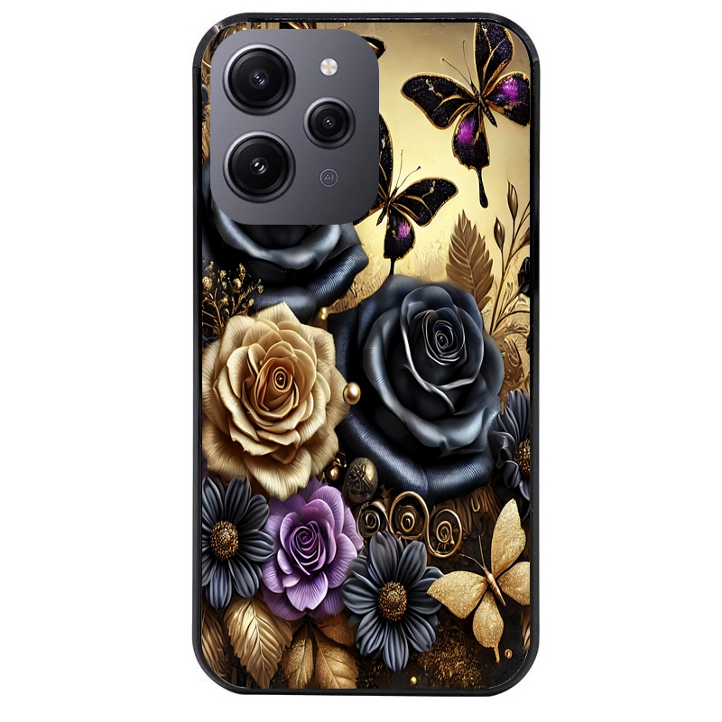 Coque noire taperso pour Redmi 12 4G et 5G avec motif papillon gothic protection antichoc personnalisée