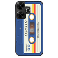 Coque noire taperso pour POCO M6 4G personnalisable avec motif cassette bleu protection antichoc personnalisée