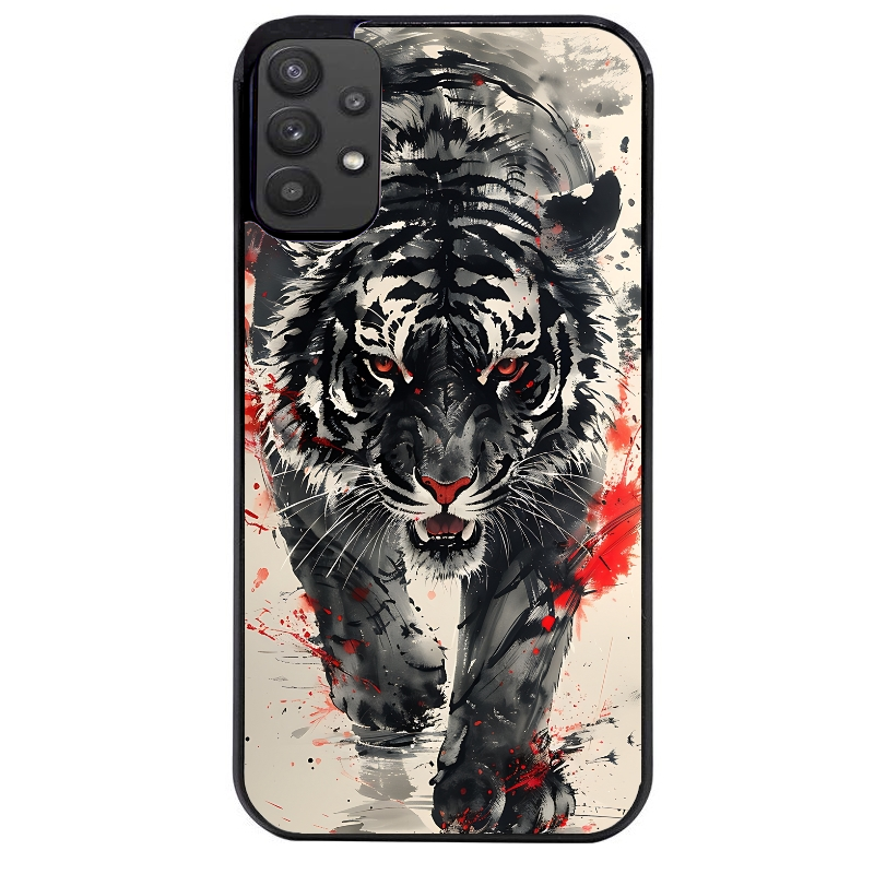 Coque noire taperso pour galaxy A22 A32 A52 A52S 4G 5G  avec motif tigre japan protection antichoc personnalisée