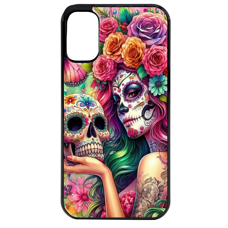 Coque noire taperso pour Moto E13 E14 E15 avec motif tete de mort calavera skull protection antichoc personnalisée