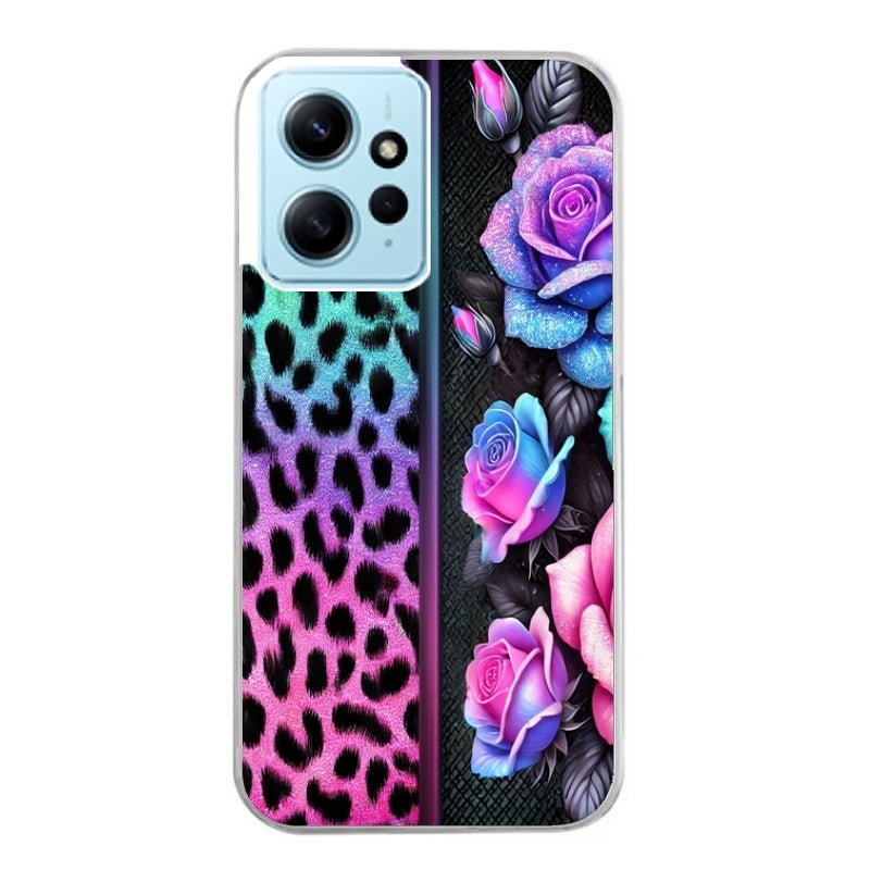 Coque taperso pour Redmi Note 12 4G 5G PRO 4G avec motif leopard et fleur protection antichoc personnalisée