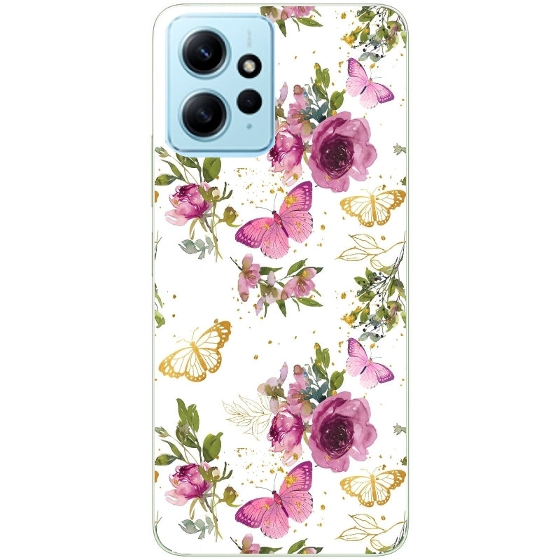 Coque taperso pour Redmi Note 12 4G 5G PRO 4G avec motif fleur et papillon protection antichoc personnalisée