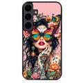 Coque noire taperso pour galaxy A06 A16 A26 A36 A56 avec motif femme papillon protection antichoc personnalisée
