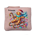 Porte monnaie personnalisé motif noel ginger bread rose clair en feutrine en feutrine