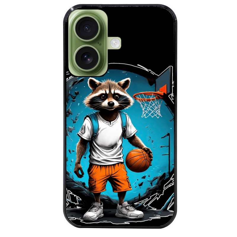 Coque noire taperso pour Iphone 17 17E AIR MAX PRO avec motif basket racoon protection antichoc personnalisée
