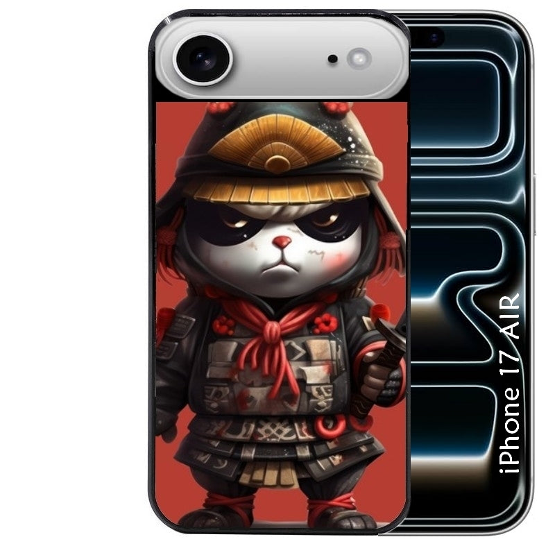 Coque noire taperso pour Iphone 17 17E AIR MAX PRO avec motif panda et samourai protection antichoc personnalisée