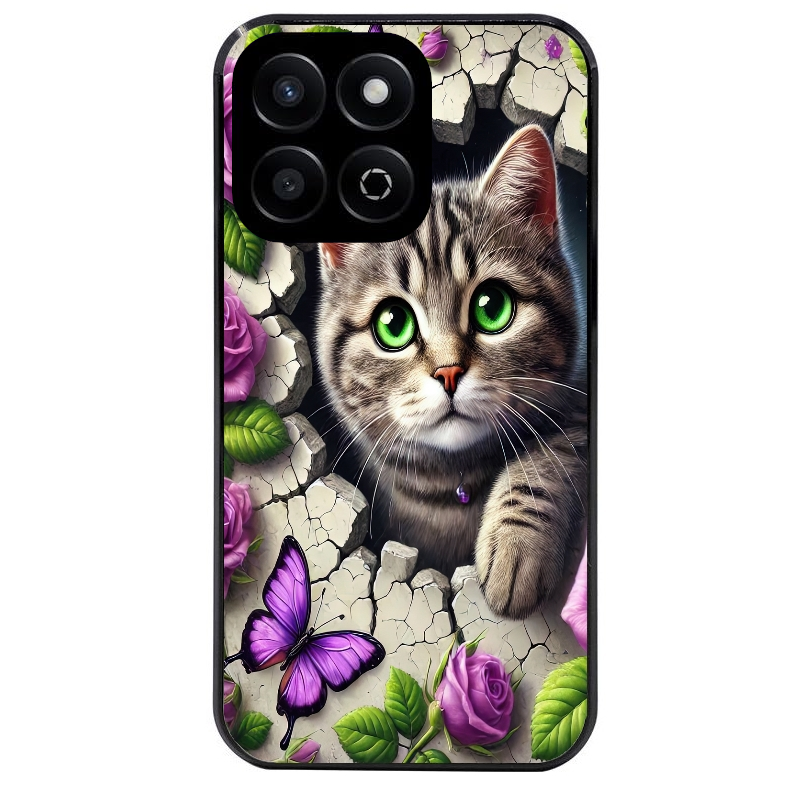 Coque noire taperso pour Honor 70 LITE 90 et LITE avec motif chat papillon 3 protection antichoc personnalisée