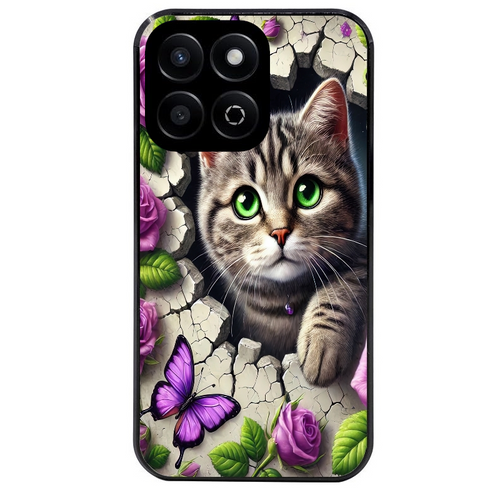 Coque noire taperso pour Honor X8 5G avec motif chat papillon 3 protection antichoc personnalisée