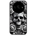 Coque noire taperso pour Redmi A3 avec motif tete de mort fleur protection antichoc personnalisée