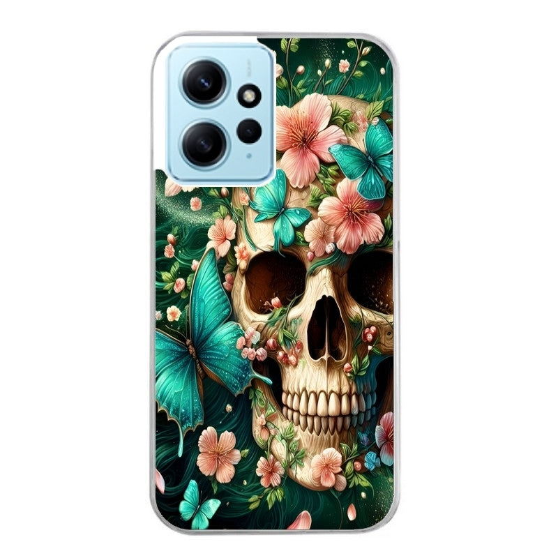 Coque taperso pour Redmi Note 12 4G 5G PRO 4G avec motif tete de mort skull printemps protection antichoc personnalisée