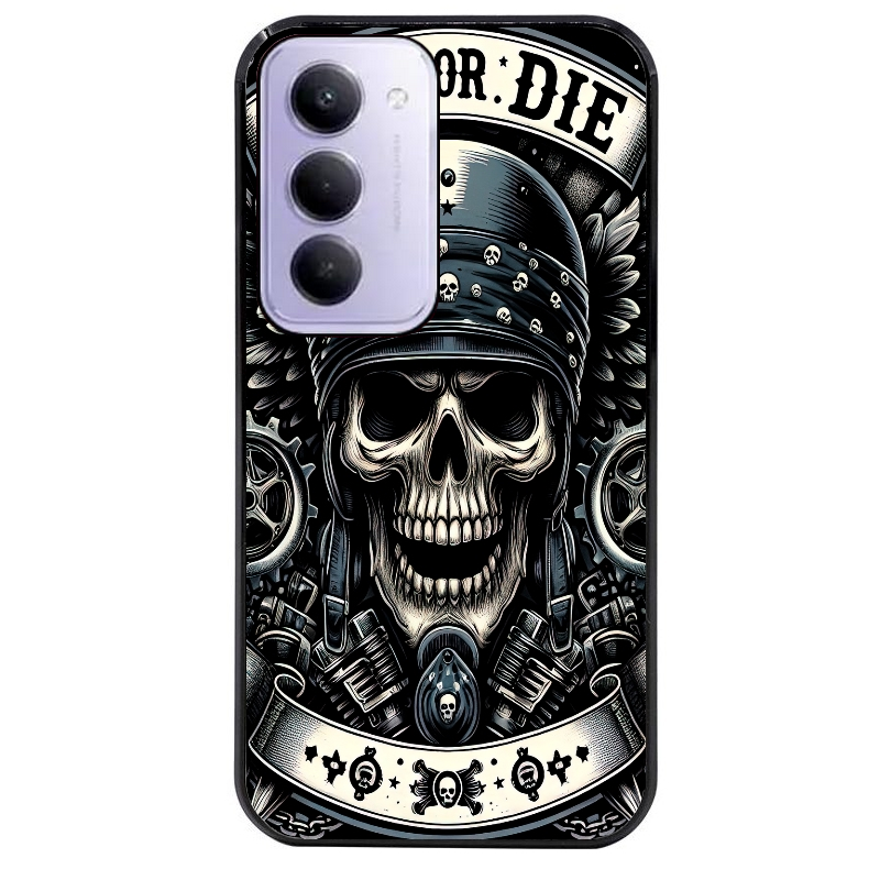 Coque noire taperso pour Redmi 15 4G et 5G avec motif mort motard protection antichoc personnalisée