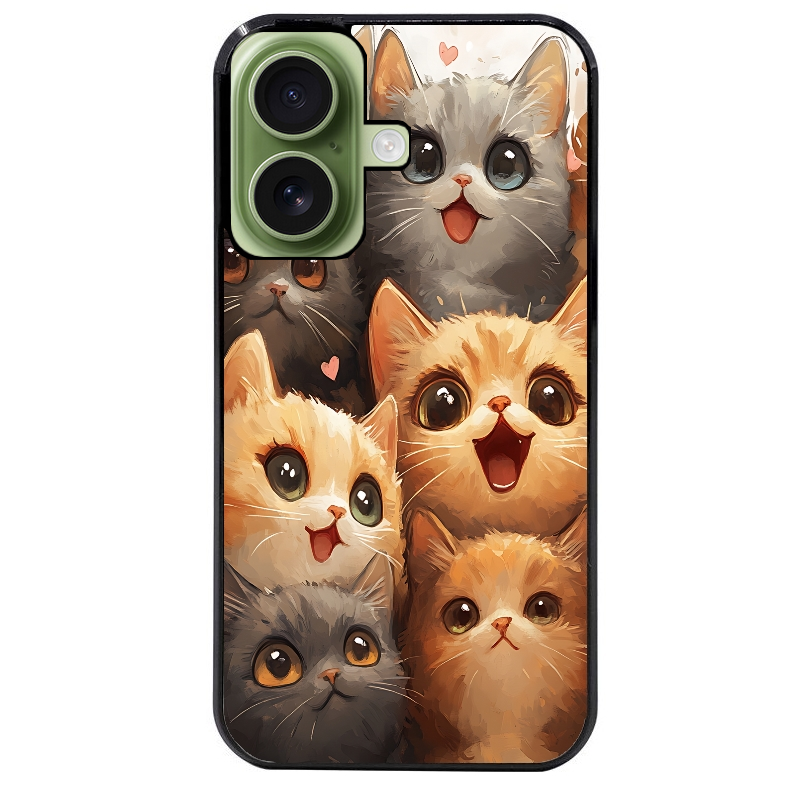 Coque noire taperso pour Iphone 17 17E AIR MAX PRO avec motif chat smile protection antichoc personnalisée