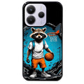Coque noire taperso pour Redmi Note 14 et PRO PLUS 4G 5G avec motif basket racoon protection antichoc personnalisée